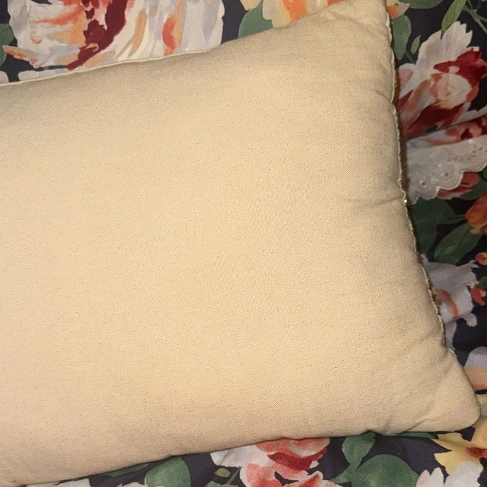 Embroidered Cream Decorative Throw Pillow